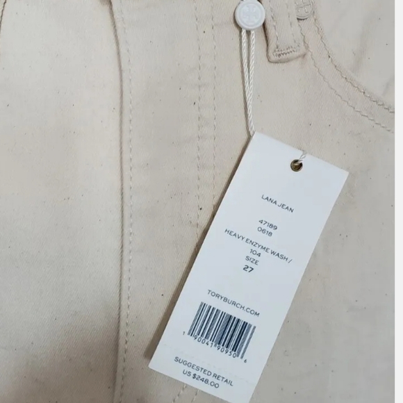 SOLD ‼️  Tory Burch Women's Lana Embroidered Cuff Jeans Pompom NWT $248.00 27 SM - Picture 6 of 9